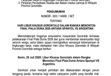 Jubir Gubernur Gorontalo Pastikan Isu Libur Khusus Final Piala Dunia 2026 Hoaks