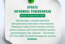 Penerbangan Jakarta-Gorontalo Kembali Normal Pasca Erupsi Krakatau