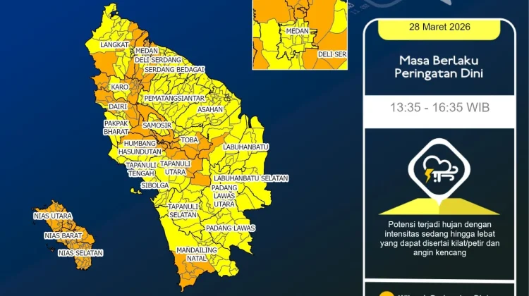 BMKG Sumatera Utara Sampaikan Peringatan Dini Cuaca, Ini Wilayah yang Berpotensi