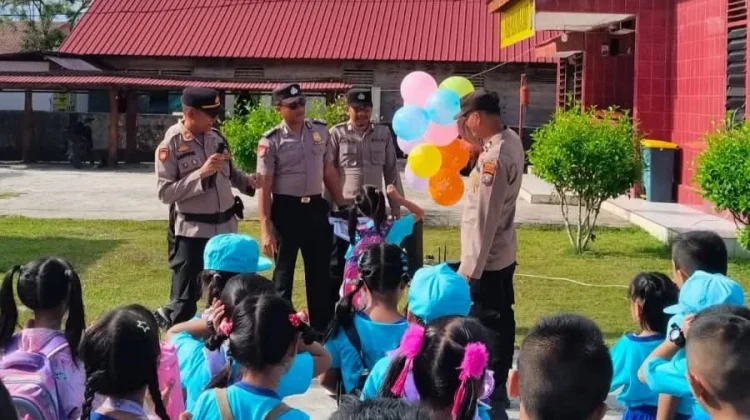 Polsek Pulau-Pulau Batu Terima Kunjungan Belajar TK Santo Gabriel Pulau Tello