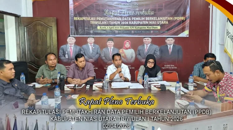 KPU Nias Utara Gelar Pleno Terbuka PDPB Triwulan I 2026, Catat 106.741 Pemilih