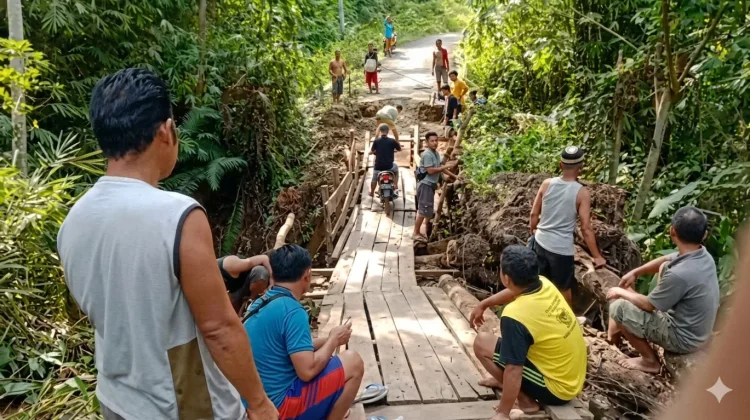 Jembatan Darurat Rusak, Warga Desa Ladea Terpaksa Swadaya Perbaikan