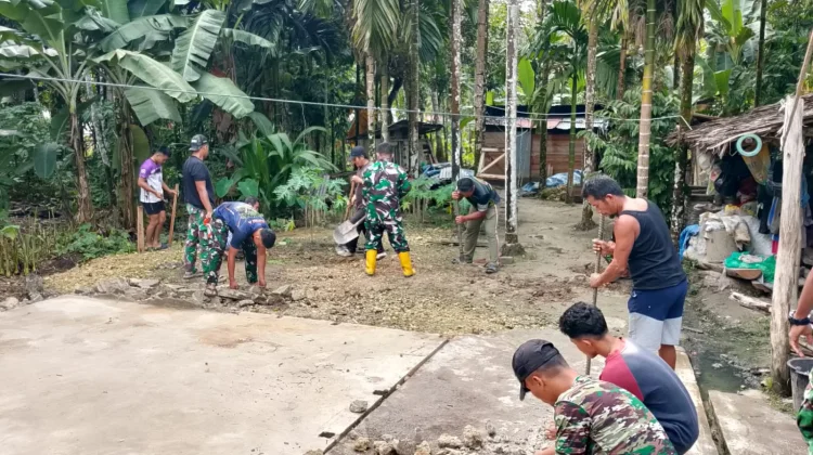 Karya Bakti TNI AD untuk Rakyat Perkuat Gotong Royong Bangun RTLH di Nias Utara