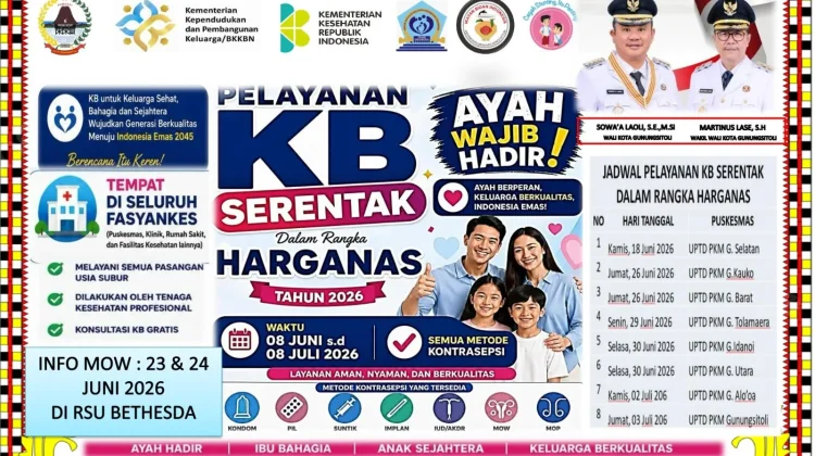 Peringati Harganas, Pemko Gunungsitoli Gelar Layanan KB Serentak