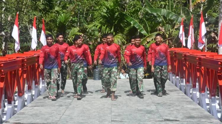 Satgas Karbak TNI AD Rampungkan Pembangunan Jembatan Modular di Nias Utara