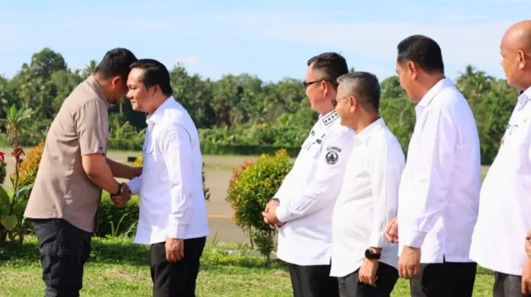 Bupati Nias Barat Sambut Gubsu di Bandara Binaka
