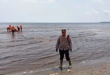 Polsek Lahewa Gabung Tim SAR Cari Warga Hilang Diterkam Buaya