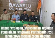 Siapkan P2P 2026, Bawaslu Nias Utara Ikuti Rapat Persiapan via Zoom