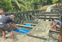 Pembangunan Jembatan Tugala Oyo Hampir Rampung Berkat Bakti TNI AD