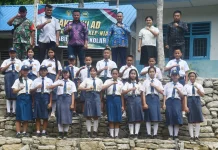 TNI Bangun Bronjong, Sekolah di Mazo Kini Lebih Aman dari Banjir
