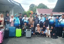 Kontingen FASI DPD BKPRMI Kota Gunungsitoli Tiba di Pematangsiantar