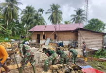 Satgas Karya Bakti TNI AD Rampungkan RTLH Linus Fahuwasa Wau