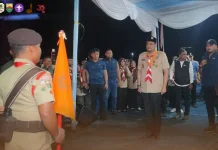 Upacara Api Unggun di Jambore Daerah XI Gerakan Pramuka Sumatera Utara Tahun 2026