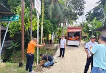 BPBD Kota Gunungsitoli Pasang Rambu Bencana di Desa Siwalubanua II