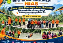 Basarnas Nias Survei Lokasi Pemasangan Akses Keselamatan di Sungai Oyo Nias Barat