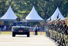 Wamenhan Pimpin Upacara Penetapan Komponen Cadangan Matra Darat ASN Sulsel
