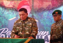 Menhan Kunjungi Yonif TP 853/Buwar Reje Bur Aceh Timur