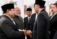 Menhan Sjafrie Dampingi Presiden Prabowo Sambut Kunjungan Kenegaraan PM India