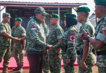 Menhan Sjafrie Kunker ke Yonif TP 933/Macan Wilis