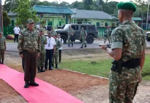Tinjau Yonif TP 881/Baratama Dharma di Sebuku Nunukan, Menhan Sjafrie: Prajurit Perb