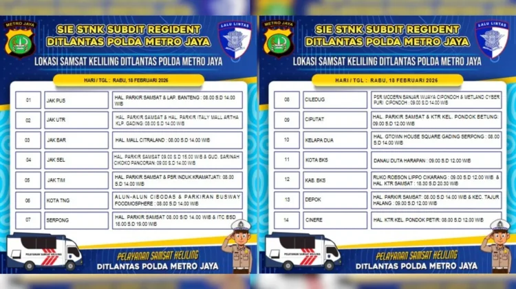 Ini Lokasi dan Jadwal Lengkap Samsat Keliling, 18 Februari