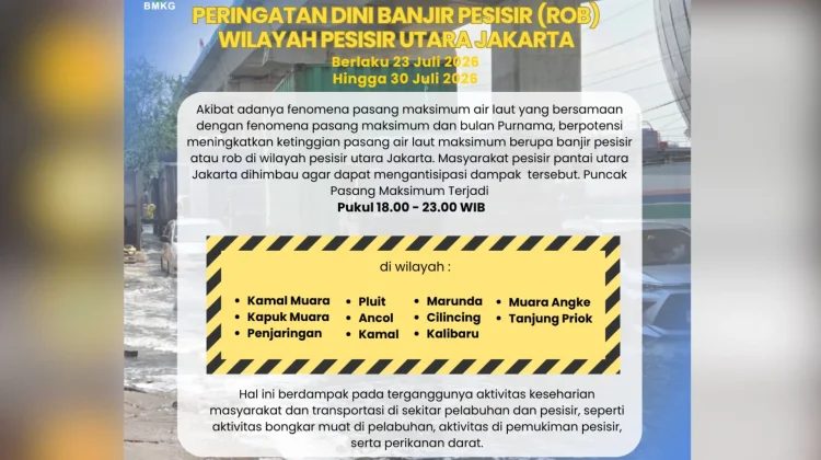 Prakiraan Cuaca Maritim Teluk Jakarta, Kepulauan Seribu, dan Sekitarnya 23 Juli
