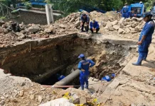 Jalan Raden Inten Raya Mulai Diperbaiki, usai Amblas