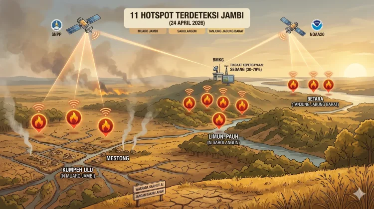 BMKG Jambi Deteksi 11 Titik Panas di Tiga Kabupaten Ini