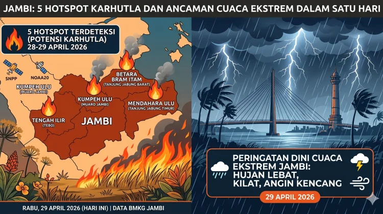 5 Hotspot Terpantau di Jambi, BMKG Peringatkan Cuaca Ekstrem