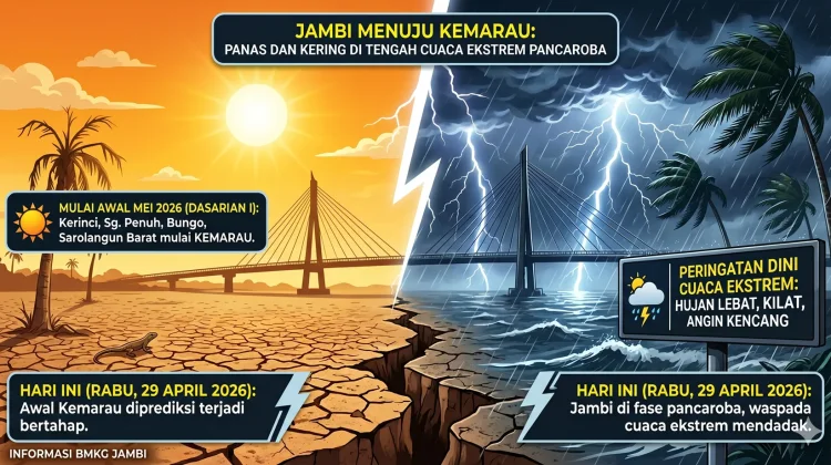 Jambi Masuk Kemarau Awal Mei, BMKG Peringatkan Cuaca Ekstrem