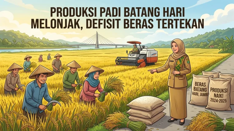 Produksi Padi Batang Hari Melonjak, Defisit Beras Berhasil Ditekan