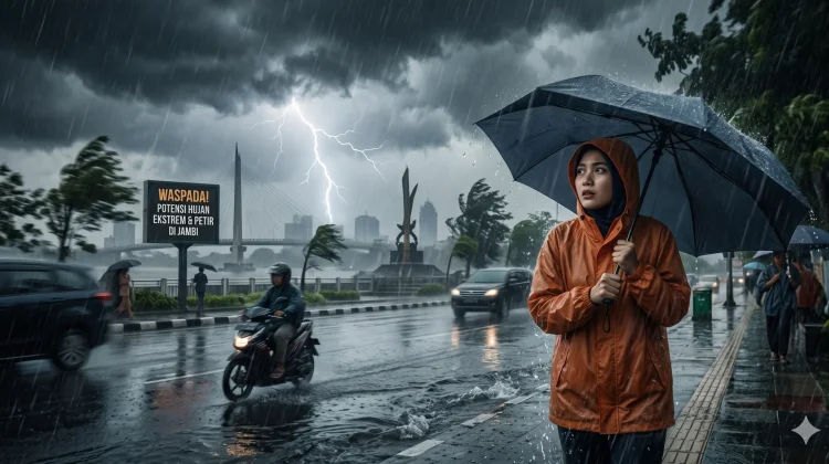 Waspada Cuaca Ekstrem, Jambi Diguyur Hujan Sepanjang Hari Ini