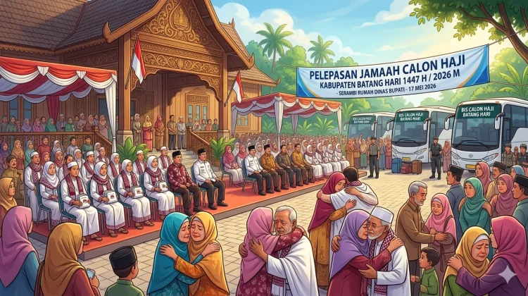 Suasana Haru Warnai Pelepasan Ratusan Calon Jamaah Haji Batang Hari