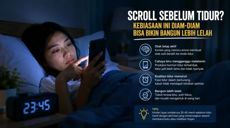 Bangun Masih Ngantuk akibat seringnya Scroll HP sebelum Tidur