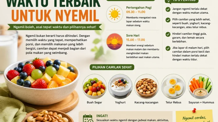 Waktu Terbaik untuk Ngemil agar Tetap Sehat dan Tidak Mengganggu Waktu Makan