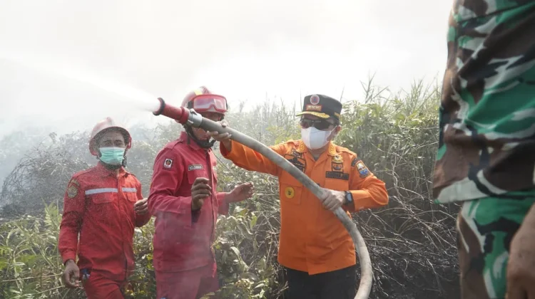 Gubernur Ikut Upaya Pemadaman Karhutla di Tanjabtim