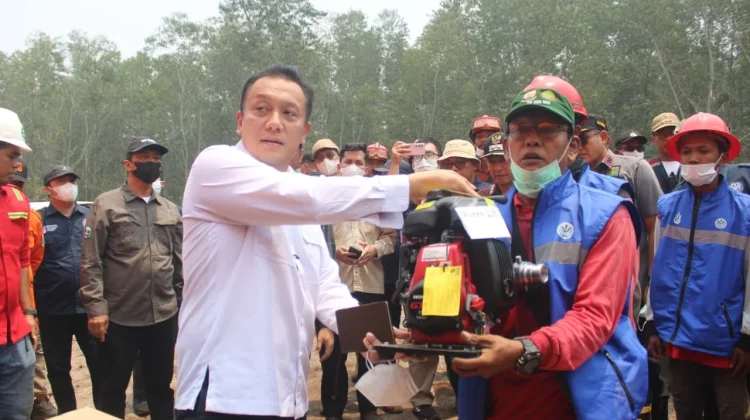 Wagub Jambi Dampingi Wamen LH Tinjau Penanganan Karhutla di Tanjabtim