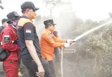 Ikut Proses Pemadaman di Sarolangun, Gubernur Minta Dukungan Heli Waterbombing
