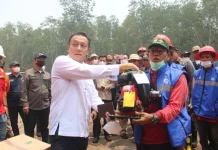 Wagub Jambi Dampingi Wamen LH Tinjau Penanganan Karhutla di Tanjabtim