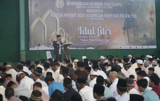 Momentum Kebersamaan , Korem 042/Gapu Gelar Sholat Idul Fitri 1447H
