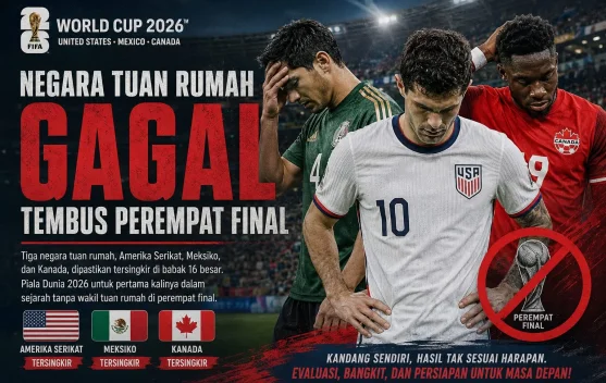 Kutukan Tuan Rumah Berlanjut, Tak Ada Wakil Tuan Rumah Piala Dunia 2026 di Perempat F