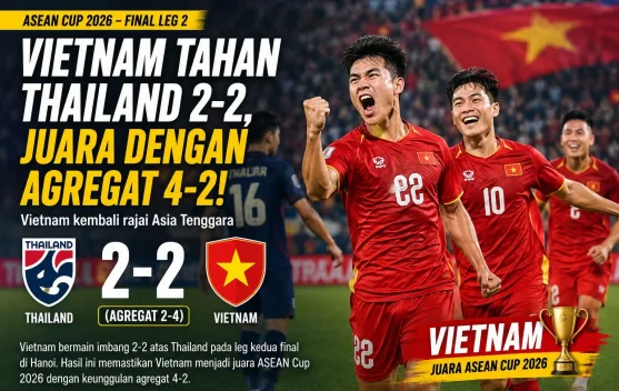 Vietnam Tahan Thailand, Juara ASEAN Cup 2026 dengan Agregat 4-2