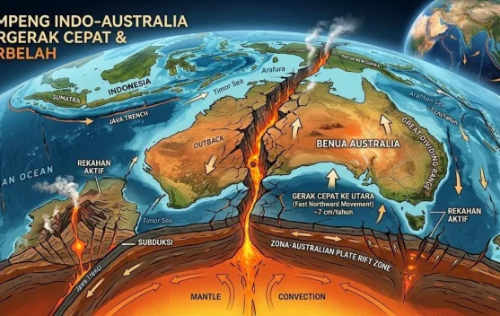 Australia Bergerak Hampir 7 Cm per Tahun, Benarkah Lempeng Indo-Australia Terbelah?