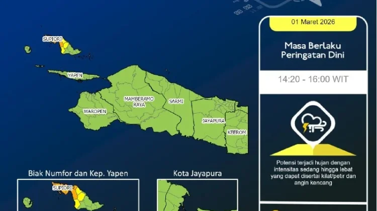 BMKG Peringatkan Hujan Lebat Papua Siang Ini