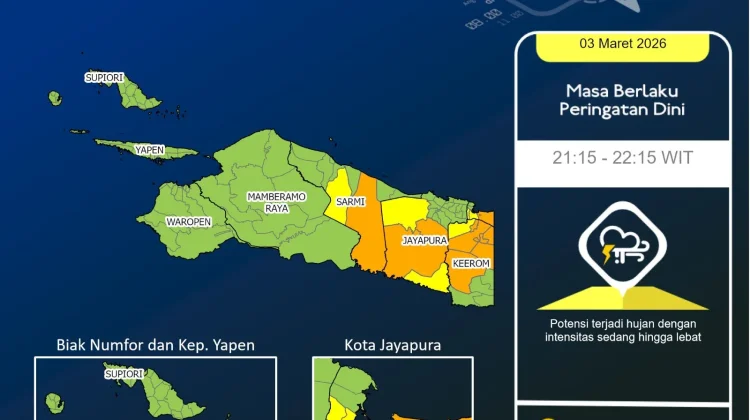Papua Masih Diguyur Hujan hingga Malam