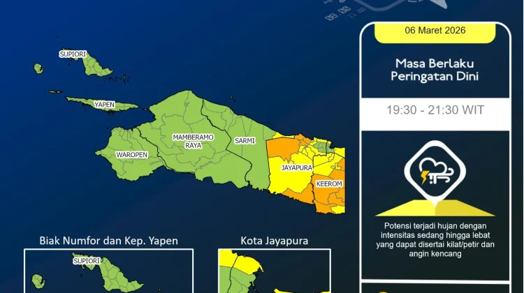 Warga Papua Diminta Waspada Potensi Hujan Lebat Malam