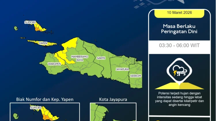 BMKG Keluarkan Peringatan Dini Hujan Lebat Papua