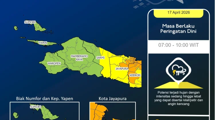 BMKG Imbau Waspada Hujan Lebat Disertai Angin Kencang di Papua