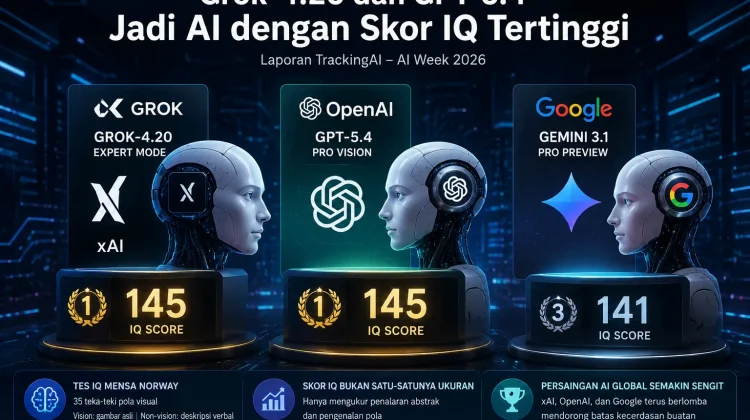Grok-4.20 dan GPT-5.4 Jadi AI dengan Skor IQ Tertinggi