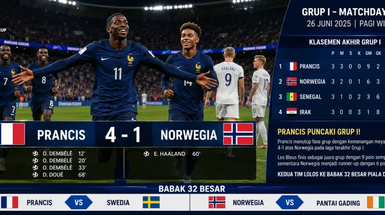Prancis Bantai Tim Lapis Kedua Norwegia